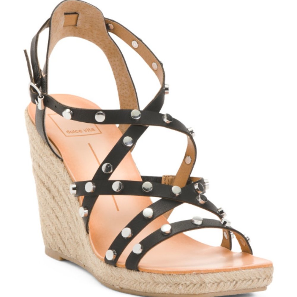 DOLCE VITA Studded Espadrille Wedge Sandals NWT Size 9